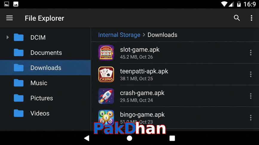 Main screen of PakDhan gameapk page for PK players